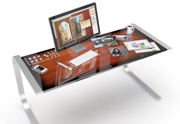 iDesk, conceito de mesa inteligente feita sob medida para os fãs do iOS (Foto: Reprodução/Adam Benton)