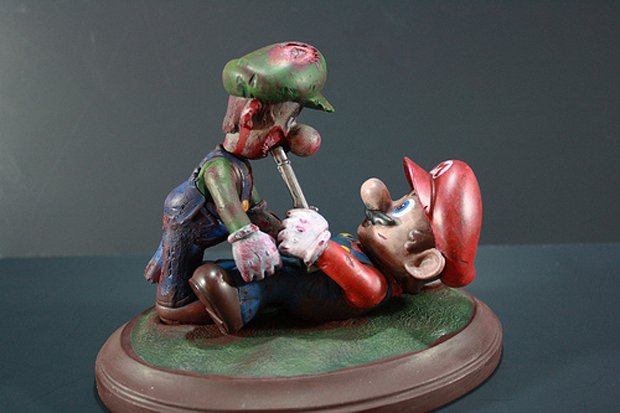 Estatueta de Mario e Luigi zumbi (Foto: Reprodução)