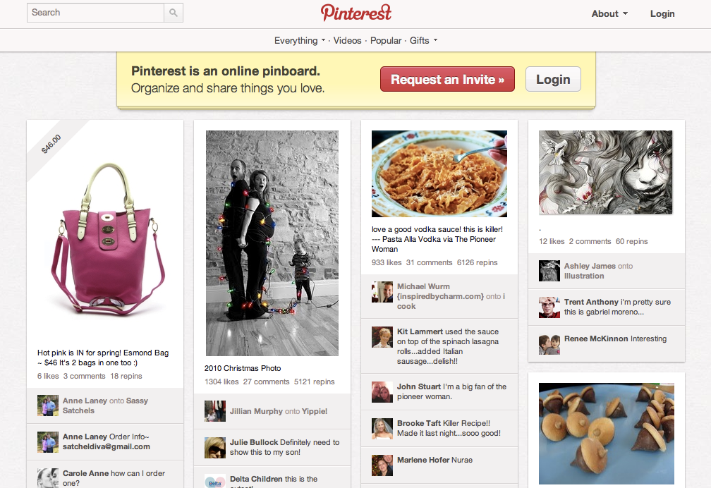 Pinterest, muitos "boards e pins" dos seguidores e usuários da rede social (Foto: Reprodução/Pinterest)