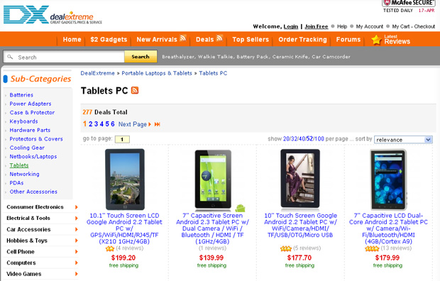 No site Deal Extreme o usuário compra produtos chineses importados com frete grátis (Foto: Reprodução/TechTudo)