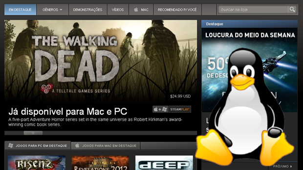 Loja digital Steam da Valve deve chegar para Linux em breve (Foto: Reprodução / Rafael Monteiro) (Foto: Loja digital Steam da Valve deve chegar para Linux em breve (Foto: Reprodução / Rafael Monteiro))
