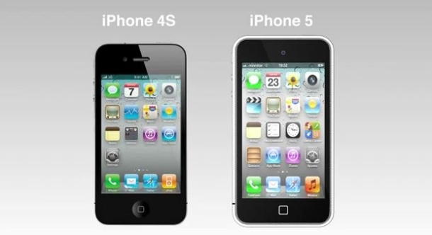Comparação entre o iPhone 4S e o conceito do iPhone 5 (Foto: Reprodução/Cnet)