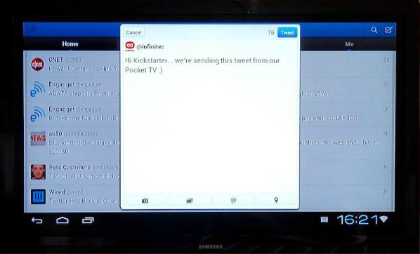 Twitter é um exemplo de app que rodaria na Pocket TV (Foto: Reprodução/Kickstarter)