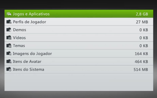 Lista de dados utilizados pelo seu Xbox 360 (Foto: Divulgação)