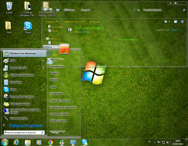 Tema Full Glass aplicado ao Windows 7