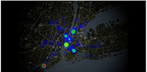 O mapa mostra a gripe se espalhando por Nova York. As áreas em vermelho são as mais afetadas (Reprodução: Dailymail)