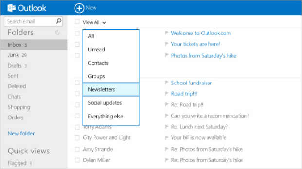 Filtrar e-mail está mais fácil com o Outlook.com (Foto: Reprodução)