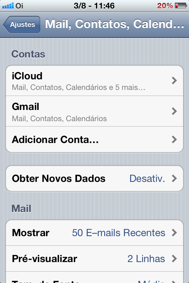 configurar email hotmail no iphone 6