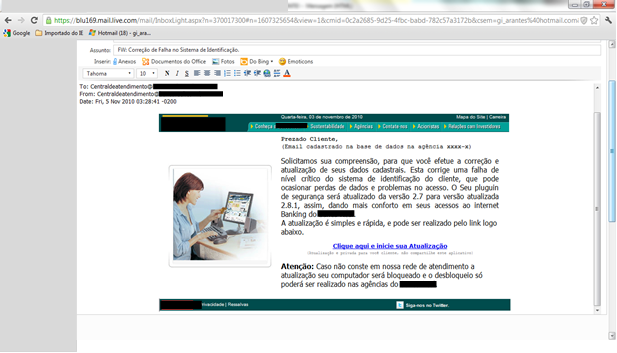 E-mail malicioso de conta bancária (Foto: Patricia Peck Pinheiro Advogados)