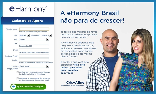 Página inicial da eHarmony Brasil (Foto: Reprodução)