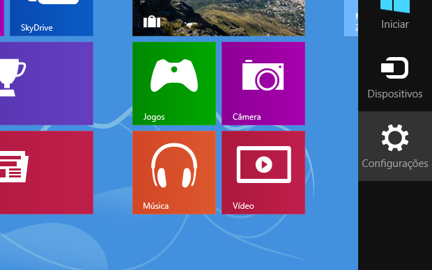Charm Bar no Windows 8 (Foto: Reprodução/Helito Bijora)