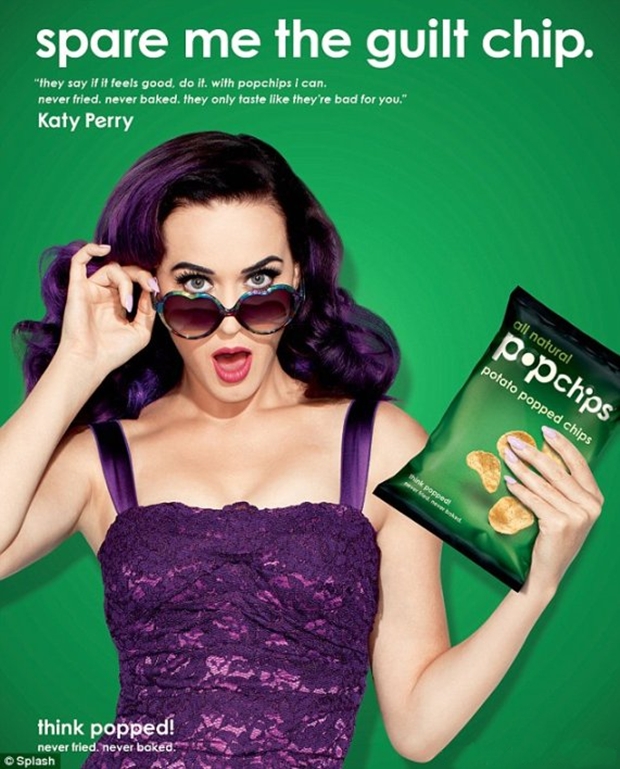 Propaganda da Popchips com Katy Perry (Foto: Reprodução)