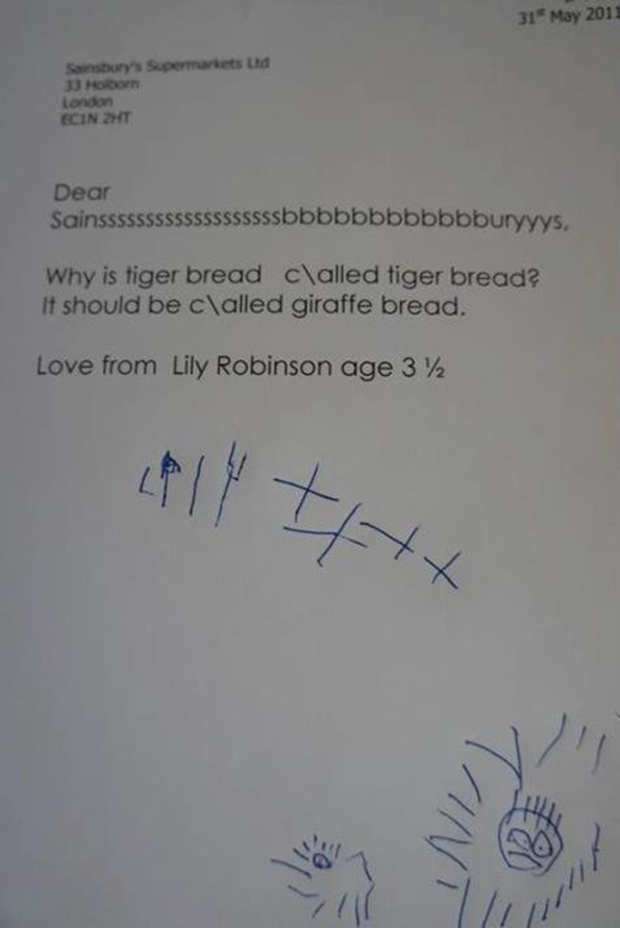 Carta enviada pela criança de três anos e meio (Foto: Reprodução)