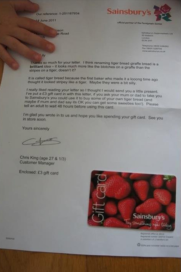 Resposta do gerente da Sainsbury's, Chris King (Foto: Reprodução)