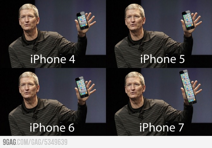 Seriam estes os próximos iPhones que Tim Cook vai apresentar? (Foto: (Reprodução/9GAG))