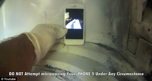 O iPhone 5 mal chegou às lojas e já foi parar dentro do micro-ondas (Foto: Reprodução)