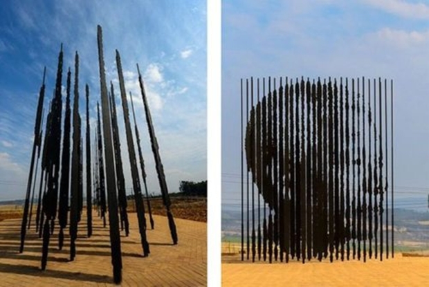 Escultura forma a silhueta de Nelson Mandela (Foto: Reprodução)