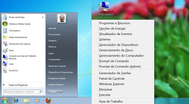 Comparando com o do Windows 7, menu "Iniciar" do windows 8 é incompleto (Foto: reprodução/Edivaldo Brito)