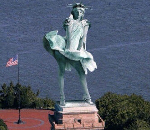 A Estátua da Liberdade recebeu uma edição no photoshop simulando o vento em sua "saia" (Foto: Reprodução/Instagram)