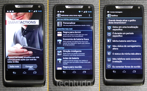 SmartActions no Motorola Razr i (Foto: Allan Melo / TechTudo)