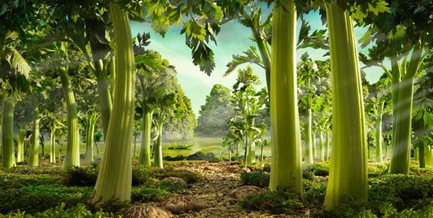 As árvores foram feitas com brócolis (Foto: Reprodução/ Carl Warner)