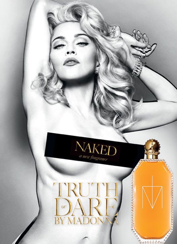 Anúncio do perfume Truth or Dare Naked mostra Madonna photoshopada (Foto: Reprodução)