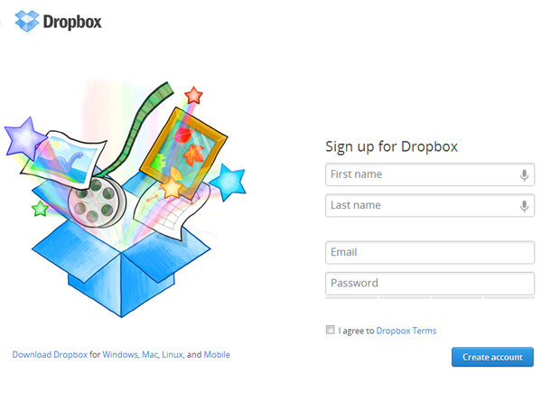 interface do dropbox