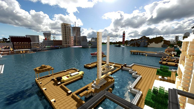 Um porto do mundo real transportado para Minecraft (Foto: Reprodução)