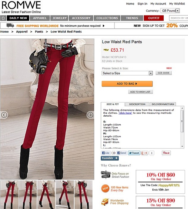 Para o site Photoshop Disasters, pernas da modelo tem excesso de photoshop (Foto: Reprodução/Daily Mail)
