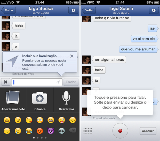 Enviar mensagem de voz pelo Facebook Messenger é simples (Foto: Thiago Barros - TechTudo)