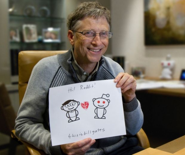 "Olá, Reddit! Aqui é Bill Gates", diz o cartaz do fundador da Microsoft (Reprodução|Dvice)