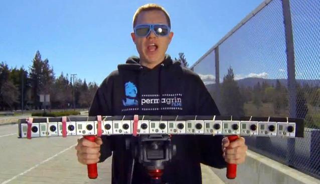 Rapaz criou dispositivo para fotografar com 15 GoPros ao mesmo tempo (Foto: Reprodução/Mashable)