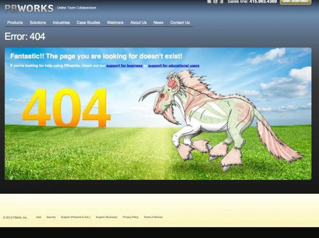 Página de erro 404 da PBWorks (Foto: Reprodução/BusinessInsider)