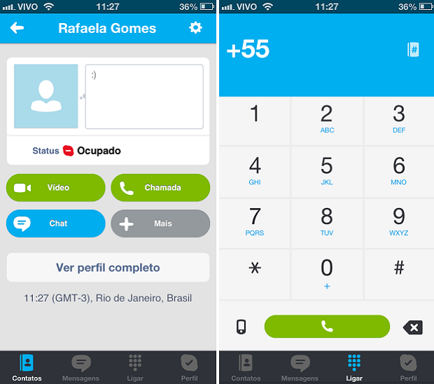 Conversar com pessoas pelo Skype Mobile é bem fácil (Foto: TechTudo/Thiago Barros)