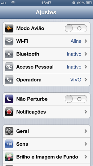 Acesso Pessoal vem inativo no iPhone (Foto: Thiago Barros/TechTudo)