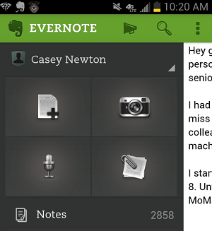 Novo Evernote para Android traz melhorias na interface (Foto: Reprodução/Cnet)