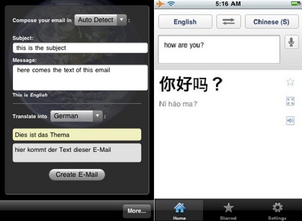 Mail Translator e Google Translator para iPhone (Foto: Reprodução)
