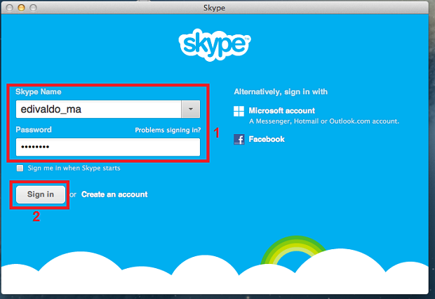 Conectando-se á rede Skype (Foto: Reprodução/Edivaldo Brito)