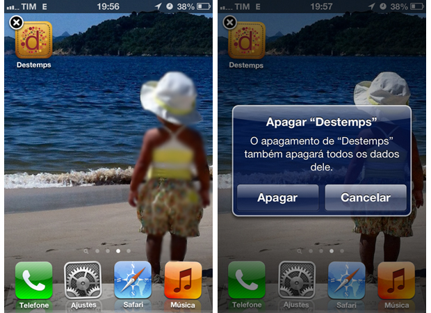 iPhone traz aplicativos na tela inicial, onde também é possível removê-los (Foto: Thiago Bittencourt/TechTudo)