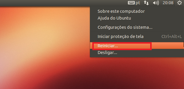 Reiniciando o Ubuntu (Foto: Reprodução/Edivaldo Brito)