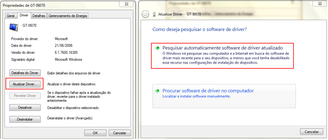 Windows tentará atualizar o driver do seu celular, caso este esteja corrompido (Thiago Bittencourt/TechTudo)