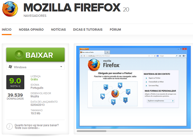Baixando o Instalador do Firefox no TechTudo Download (Foto: Reprodução/Edivaldo Brito)