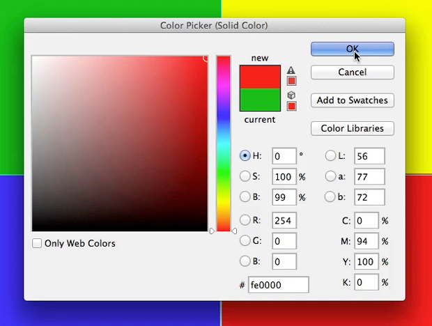 Caixa de definição de cor no Photoshop. (Foto: Reprodução/André Sugai)