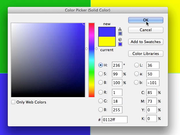 Caixa de definição de cor no Photoshop. (Foto: Reprodução/André Sugai)