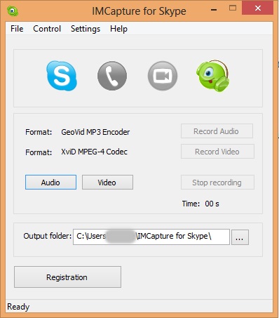 Tela inicial do programa SkypeCap (Foto: Reprodução/Carolina Ribeiro)