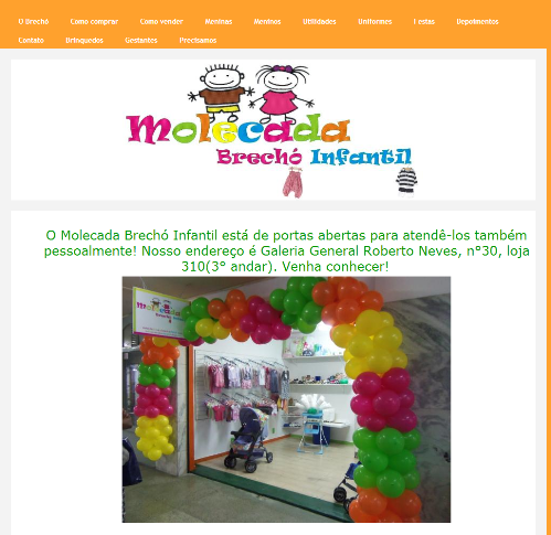Em Juiz de Fora (MG), o Molecada Brechó Kids oferece e-commerce com artigos infantis (Foto: Reprodução/Molecada Brechó Kids)