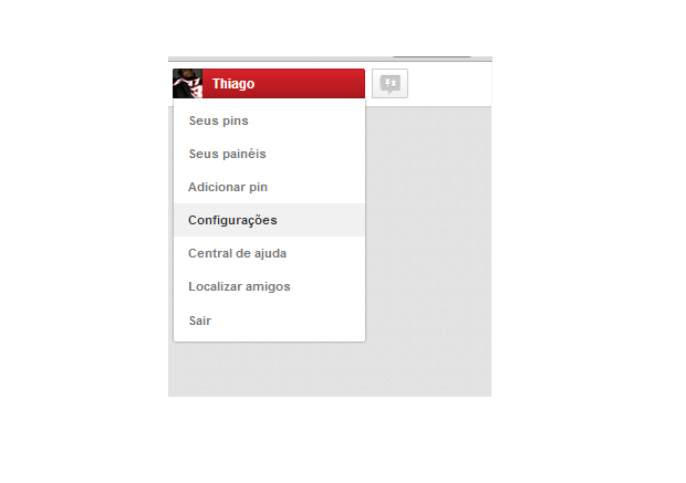 No Pinterest, você pode configurar diversas opções em sua conta (Foto: Reprodução/Thiago Barros)