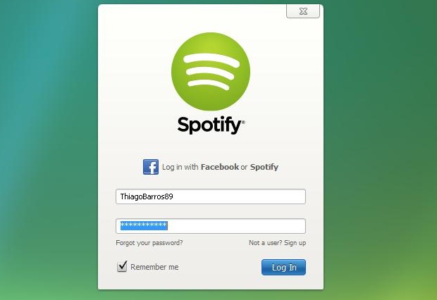Insira o login que você cadastrou para usar o Spotify no PC (Foto: Reprodução/Thiago Barros)