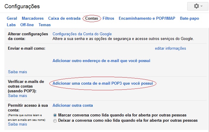 sELOpção do Gmail permite que outras correspondências eletrônicas sejam direcionadas para o servidor 
