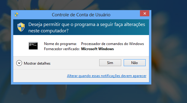Autorizando a execução do prompt de comando no Windows 8 (Foto: Reprodução/Edivaldo Brito)